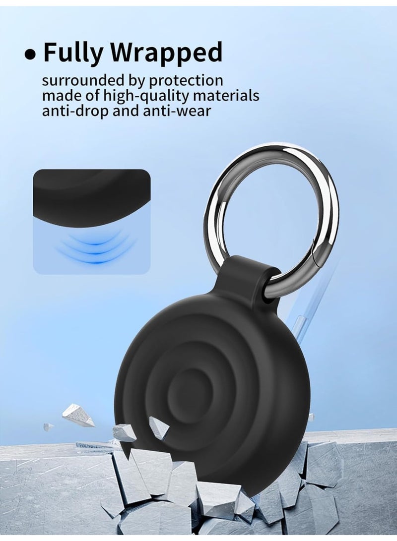 Protective Case Compatible with AirTags, Waterproof TPU Holder Case, Shockproof Anti-Scratch Cover with Keyring and Metal Catabiner, Tag Holder Protective Cover for Kids, Key, Bag, Luggage (Black D) - Image 3